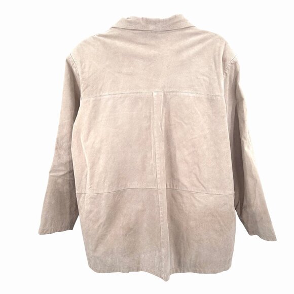 JESSICA HOLBROOK BEIGE SUEDE LEATHER JACKET W/ POCKETS - 3X - Picture 2 of 6